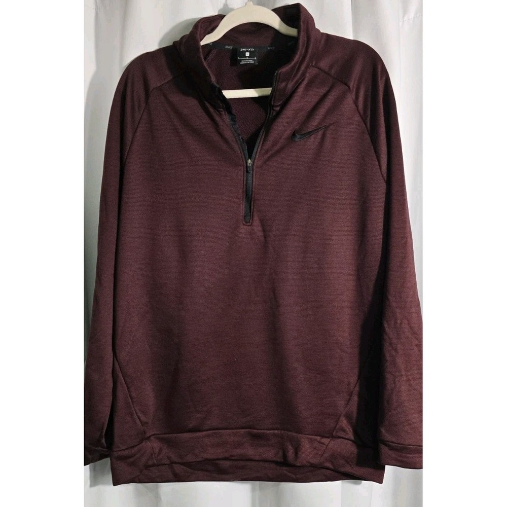 Nike Men's Large Burgundy Lightweight 1/4 Zip Pullover Long Sleeve Shirt